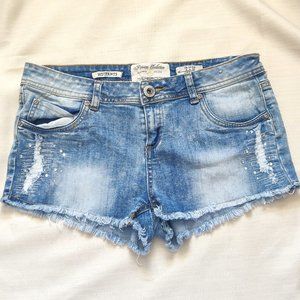 Parisian Collection Denim Jewelled Stretchy Mid Rise Jean Shorts Size 9